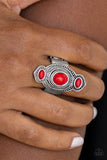 Dune Drifter - Red Ring - Paparazzi Accessories Ring Bedazzle Me Pretty Mobile Fashion Boutique