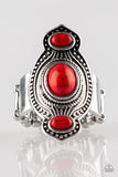 Dune Drifter - Red Ring - Paparazzi Accessories Ring Bedazzle Me Pretty Mobile Fashion Boutique
