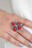 Dune Runner - Red Ring - Paparazzi Accessories Ring Bedazzle Me Pretty Mobile Fashion Boutique