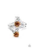 Duplicating Dazzle - Brown Ring - Paparazzi Accessories Ring Bedazzle Me Pretty Mobile Fashion Boutique