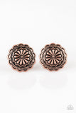 Durango Desert - Copper Post Earrings - Paparazzi Accessories Earrings Bedazzle Me Pretty Mobile Fashion Boutique