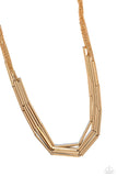 Dynamic Default - Gold Necklace - Paparazzi Accessories Necklace Bedazzle Me Pretty Mobile Fashion Boutique