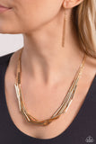 Dynamic Default - Gold Necklace - Paparazzi Accessories Necklace Bedazzle Me Pretty Mobile Fashion Boutique