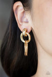 Dynamically Linked - Gold Post Earrings - Paparazzi Accessories Post Earrings Bedazzle Me Pretty Mobile Fashion Boutique