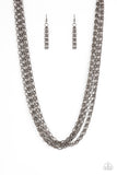 Dynamite Dynamo - Black Necklace - Paparazzi Accessories Necklace Bedazzle Me Pretty Mobile Fashion Boutique