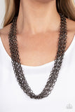Dynamite Dynamo - Black Necklace - Paparazzi Accessories Necklace Bedazzle Me Pretty Mobile Fashion Boutique