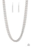 Dynamite Dynamo - Silver Necklace - Paparazzi Accessories Necklace Bedazzle Me Pretty Mobile Fashion Boutique