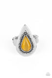 Earthy Glow - Yellow Ring - Paparazzi Accessories Ring Bedazzle Me Pretty Mobile Fashion Boutique