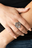 Eastern Eden - Silver Ring - Paparazzi Accessories Ring Bedazzle Me Pretty Mobile Fashion Boutique