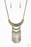 Eastern Empress - Brass Necklace - Paparazzi Accessories Necklace Bedazzle Me Pretty Mobile Fashion Boutique