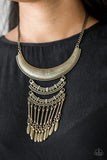 Eastern Empress - Brass Necklace - Paparazzi Accessories Necklace Bedazzle Me Pretty Mobile Fashion Boutique
