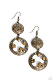 Eastern Entrada - Brass Earrings - Paparazzi Accessories Earrings Bedazzle Me Pretty Mobile Fashion Boutique