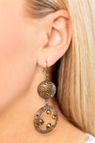 Eastern Entrada - Brass Earrings - Paparazzi Accessories Earrings Bedazzle Me Pretty Mobile Fashion Boutique