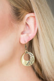 Eastside Excursionist - Brass Earrings - Paparazzi Accessories Earrings Bedazzle Me Pretty Mobile Fashion Boutique