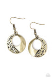 Eastside Excursionist - Brass Earrings - Paparazzi Accessories Earrings Bedazzle Me Pretty Mobile Fashion Boutique