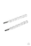 Easy On The Hairspray - White Hair Clip - Paparazzi Accessories Hair Clip Bedazzle Me Pretty Mobile Fashion Boutique