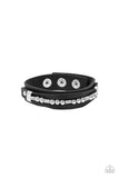 Easy on the Hardware - Black Bracelet - Paparazzi Accessories Bracelet Bedazzle Me Pretty Mobile Fashion Boutique