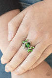Eden Elegance - Green Ring - Paparazzi Accessories Ring Bedazzle Me Pretty Mobile Fashion Boutique
