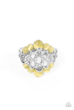 Eden Equinox - Yellow Ring - Paparazzi Accessories Ring Bedazzle Me Pretty Mobile Fashion Boutique