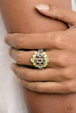 Eden Equinox - Yellow Ring - Paparazzi Accessories Ring Bedazzle Me Pretty Mobile Fashion Boutique