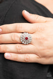 Effervescent Crescendo - Red Ring - Paparazzi Accessories Ring Bedazzle Me Pretty Mobile Fashion Boutique