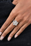 Efflorescent Envy - White Ring - Paparazzi Accessories Ring Bedazzle Me Pretty Mobile Fashion Boutique