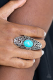 Ego Trippin - Blue Ring - Paparazzi Accessories Ring Bedazzle Me Pretty Mobile Fashion Boutique