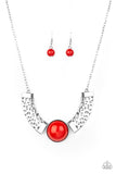 Egyptian Spell - Red Necklace - Paparazzi Accessories Necklace Bedazzle Me Pretty Mobile Fashion Boutique