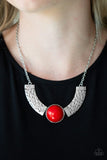 Egyptian Spell - Red Necklace - Paparazzi Accessories Necklace Bedazzle Me Pretty Mobile Fashion Boutique