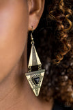 El Paso Edge - Brass Earrings - Paparazzi Accessories Earrings Bedazzle Me Pretty Mobile Fashion Boutique