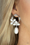 Elegant Expo - White Post Earrings - Paparazzi Accessories Post Earrings Bedazzle Me Pretty Mobile Fashion Boutique