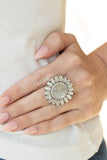 Elegantly Eden - White Ring - Paparazzi Accessories Ring Bedazzle Me Pretty Mobile Fashion Boutique