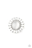 Elegantly Eden - White Ring - Paparazzi Accessories Ring Bedazzle Me Pretty Mobile Fashion Boutique