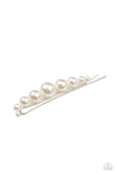 Elegantly Efficient - White Hair Clip - Paparazzi Accessories Hair Clip Bedazzle Me Pretty Mobile Fashion Boutique