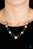Elegantly Elite - Gold Necklace - Paparazzi Accessories Necklace Bedazzle Me Pretty Mobile Fashion Boutique