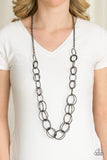 Elegantly Ensnared - Black Necklace - Paparazzi Accessories Necklace Bedazzle Me Pretty Mobile Fashion Boutique