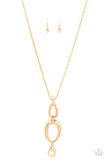 Elegantly Entrancing - Gold Lanyard - Paparazzi Accessories Lanyard Bedazzle Me Pretty Mobile Fashion Boutique