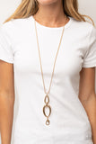 Elegantly Entrancing - Gold Lanyard - Paparazzi Accessories Lanyard Bedazzle Me Pretty Mobile Fashion Boutique