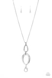 Elegantly Entrancing - White Lanyard - Paparazzi Accessories Lanyard Bedazzle Me Pretty Mobile Fashion Boutique
