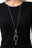 Elegantly Entrancing - White Lanyard - Paparazzi Accessories Lanyard Bedazzle Me Pretty Mobile Fashion Boutique