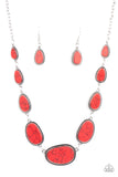 Elemental Eden - Red Necklace - Paparazzi Accessories Necklace Bedazzle Me Pretty Mobile Fashion Boutique