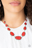 Elemental Eden - Red Necklace - Paparazzi Accessories Necklace Bedazzle Me Pretty Mobile Fashion Boutique