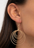 Elliptical Elegance - Gold Earrings - Paparazzi Accessories Earrings Bedazzle Me Pretty Mobile Fashion Boutique