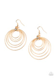 Elliptical Elegance - Gold Earrings - Paparazzi Accessories Earrings Bedazzle Me Pretty Mobile Fashion Boutique