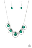 Elliptical Enchantment - Green Necklace - Paparazzi Accessories Necklace Bedazzle Me Pretty Mobile Fashion Boutique