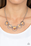 Elliptical Enchantment - Orange Necklace - Paparazzi Accessories Necklace Bedazzle Me Pretty Mobile Fashion Boutique