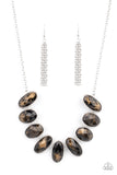 Elliptical Episode - Black Necklace - Paparazzi Accessories Necklace Bedazzle Me Pretty Mobile Fashion Boutique