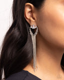 Elongated Effervescence - White Post Earrings - Paparazzi Accessories Post Earrings Bedazzle Me Pretty Mobile Fashion Boutique
