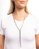Elongated Eloquence - Brown Necklace - Paparazzi Accessories Necklace Bedazzle Me Pretty Mobile Fashion Boutique