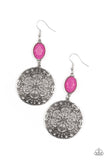 Eloquently Eden - Pink Earrings - Paparazzi Accessories Earrings Bedazzle Me Pretty Mobile Fashion Boutique